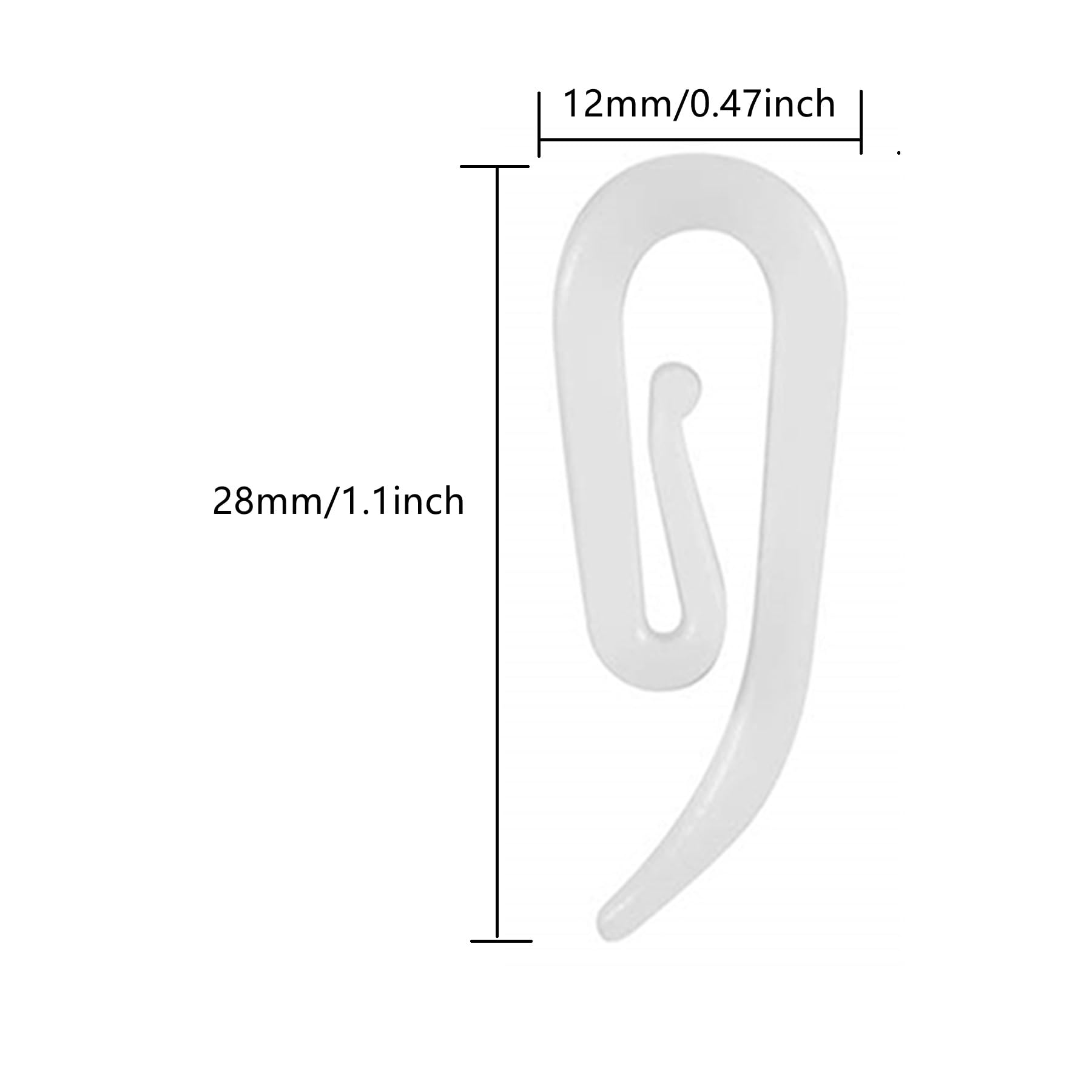 White Plastic Curtain Hooks for Door Window Curtain Header Tape Drapery Hooks 2.8x1.2cm (50PACK)