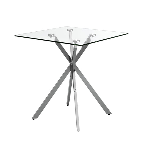 GOLDFAN Small Glass Table, Sofa Side Table with Silver Chrome Legs Modern Night Stand Side Tables Bedroom Square End Tables Living Room Home(SILVER)