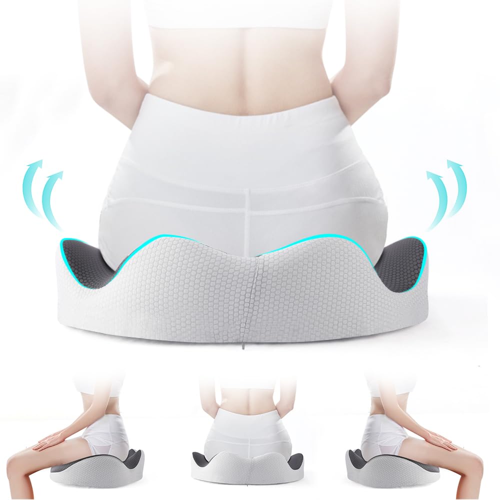 Pacico Memory Foam Seat Cushion for Office Chair, Home Chair, Car Seat, Airplane, Wheelchair, Pain Relief for Long Sitting, Non-Slip Bottom