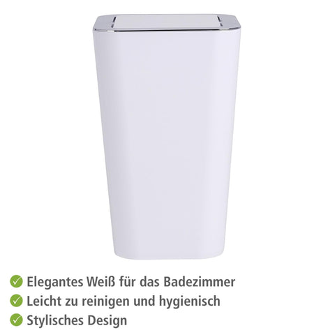 WENKO Candy Swing Cover Bin, ABS/PS, White/Chrome, 18 x 18 x 28.5 cm