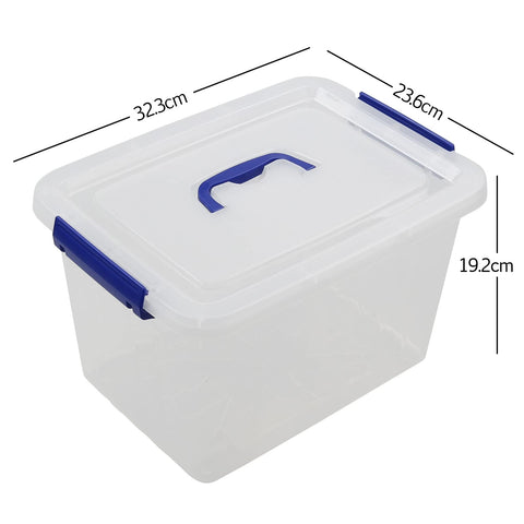 Sandmovie 12 L Plastic Storage Boxes with Lids and Handles, Clear Storage Containers, 6 Packs