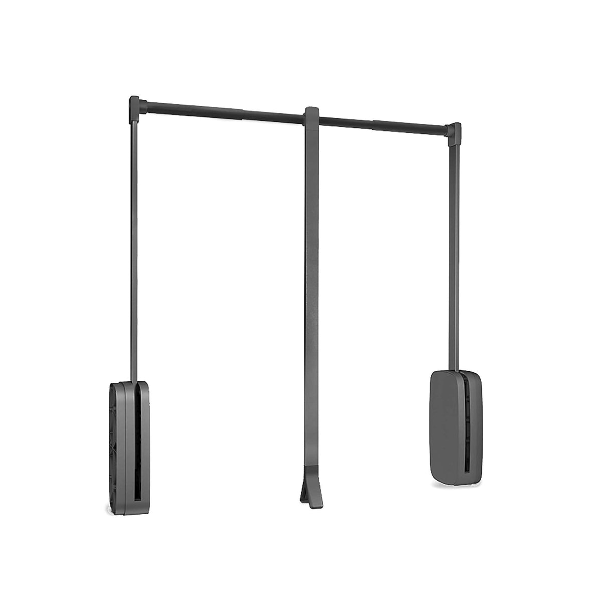 Emuca - Pull down hanging rail for wardrobe, pull down wardrobe rail lift, adjustable width 600-830mm, titanium colour