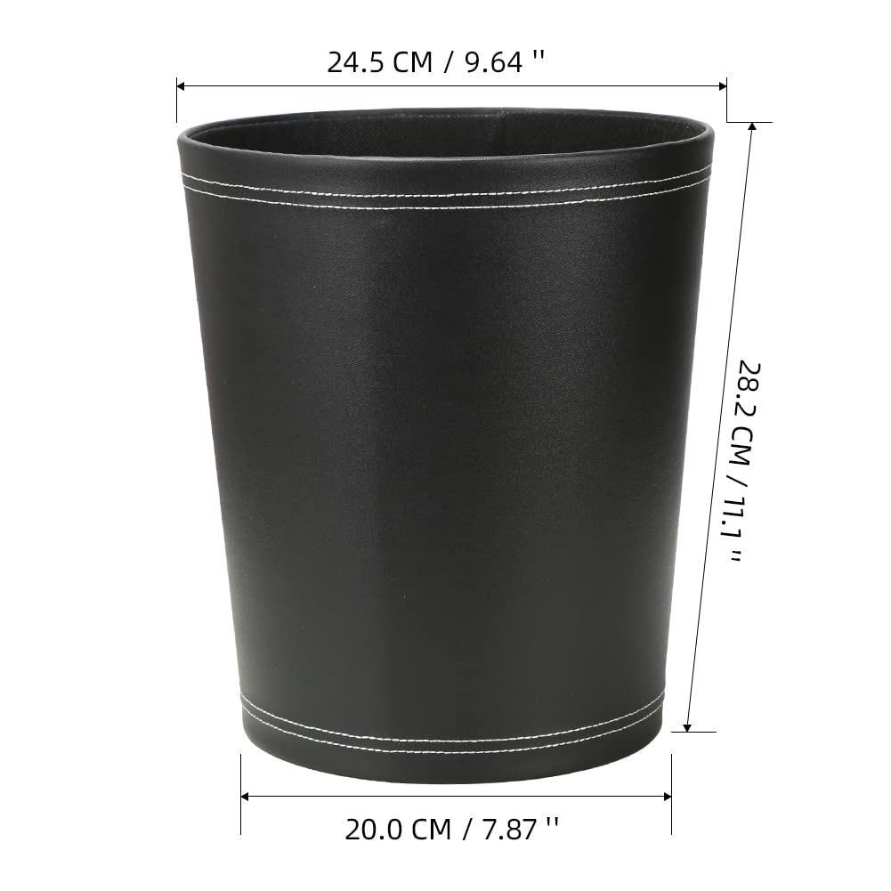 KINGFOM™ Classic Leather Waste Bin, Creative Waste Paper Basket, Storage Bin for Office, Home and High Class Hotel (Black)