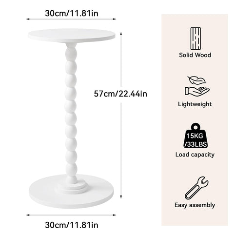 Aibiju Narrow End Table, Modern Nightstand, Round Side Table, Small Bedside Table with Solid Wood Leg for Living Room, Bedroom, Small Spaces