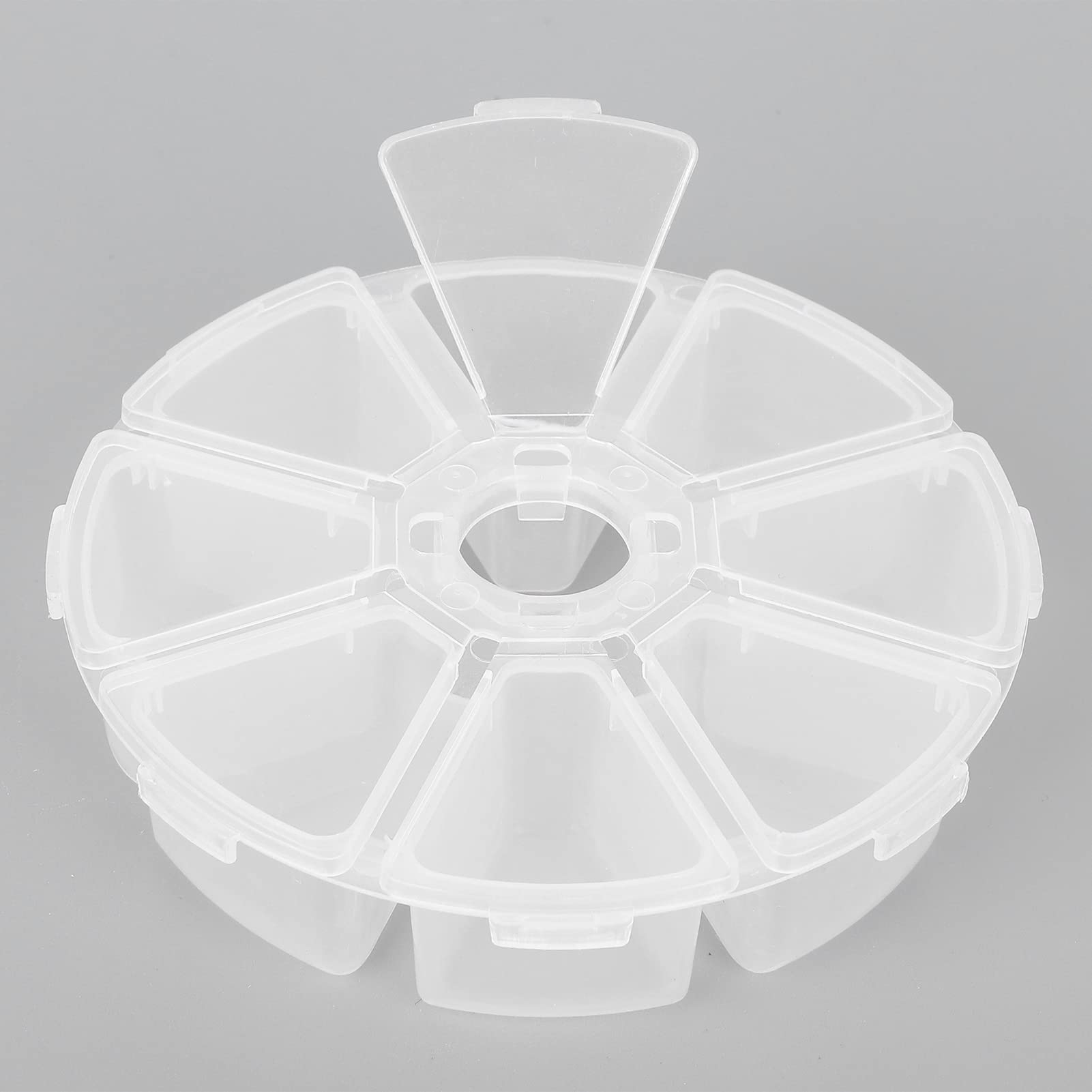 8 Grids Plastic Organizer Box Round Clear Storage Container Jewelry Box for Bead Nail Art Items Jewelry DIY Crafts Embroidery Thread Storage