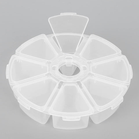 8 Grids Plastic Organizer Box Round Clear Storage Container Jewelry Box for Bead Nail Art Items Jewelry DIY Crafts Embroidery Thread Storage