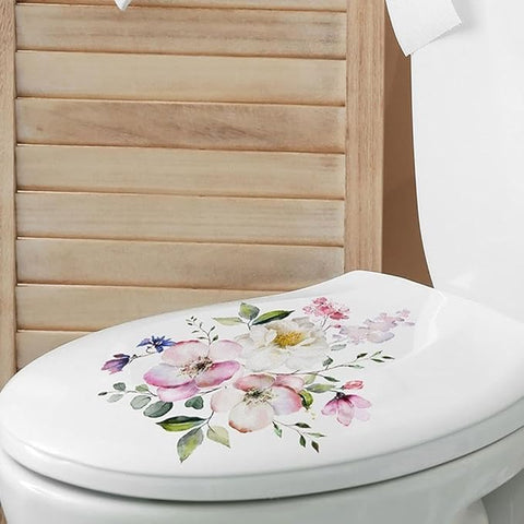 Toilet Lid Stickers, Bathroom Toilet Decals, Flower Butterfly Decals Self-Adhesive Sticker for Bathroom, Wall Decor Sticker Toilet, Bathroom Décor