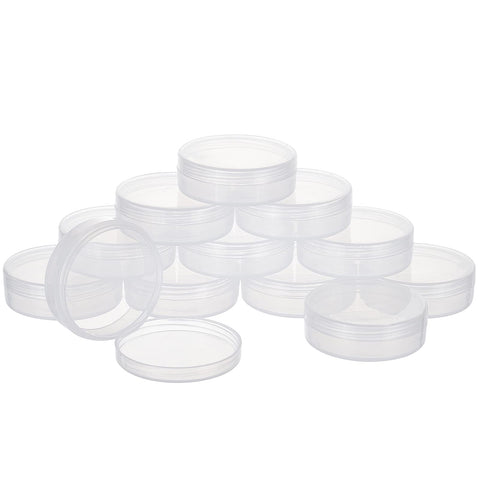 BENECREAT 20Pack PP Round Bead Storage Containers Cylinder Bead Containers Clear Storage Organizer Box 5.5x1.8cm with Screw Lids for Eye Shadow