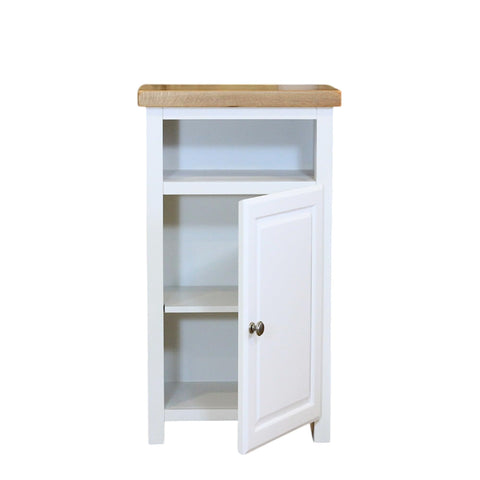 GROF GROFurniture Snow White Slim Cabinet, Bathroom Storage Cabinet, Oak Painted Kitchen Cupboard, Hallway Storage Unit, Storage Cupboard
