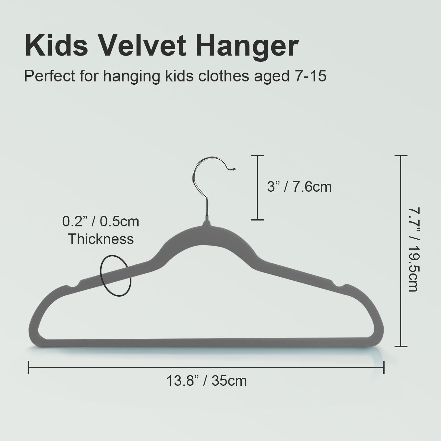 Wellong Kids Velvet Hangers Non-Slip Space Saving Swivel Hook 32 Pack Gray