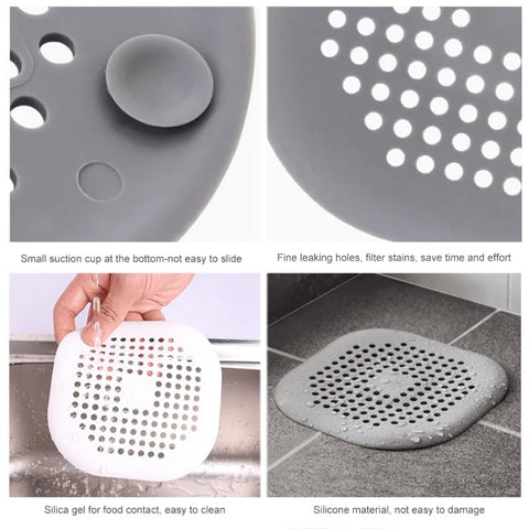 2-Pack Silicone Drain Hair Catcher with Suction Cup - Sink & Shower Strainer Plug Trap for Bathroom, Bathtub, Kitchen