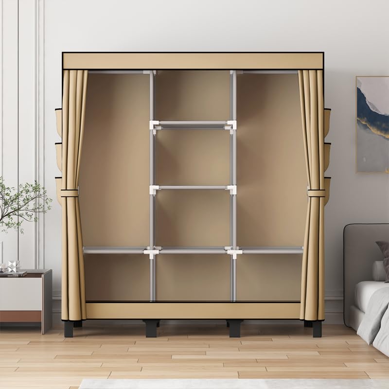 lishbie Portable Fabric Wardrobe,130x45x172cm Foldable Storage Closet