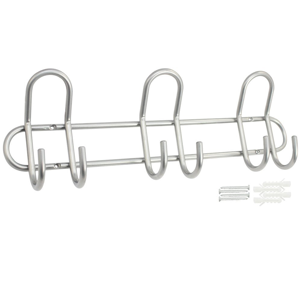 com-four® Wall Coat Rack, Coat Rack with 6 Hooks, Double wall Hooks