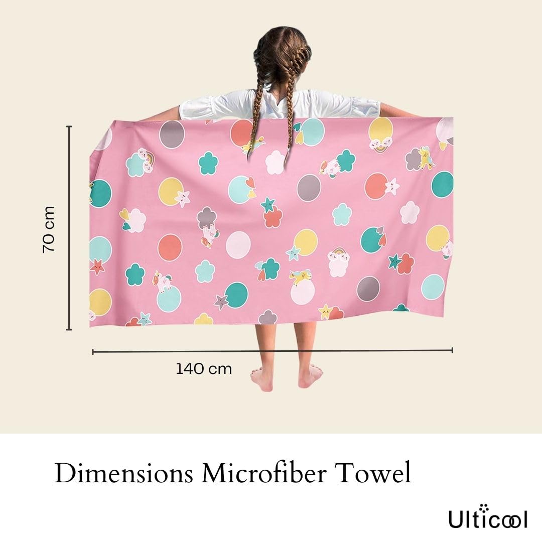Ulticool Microfibre Children's Towel 140 x 70 cm - Beach Game Princess Unicorn - Lightweight Travel Towel Quick-Drying Bath Towel Beach Towel