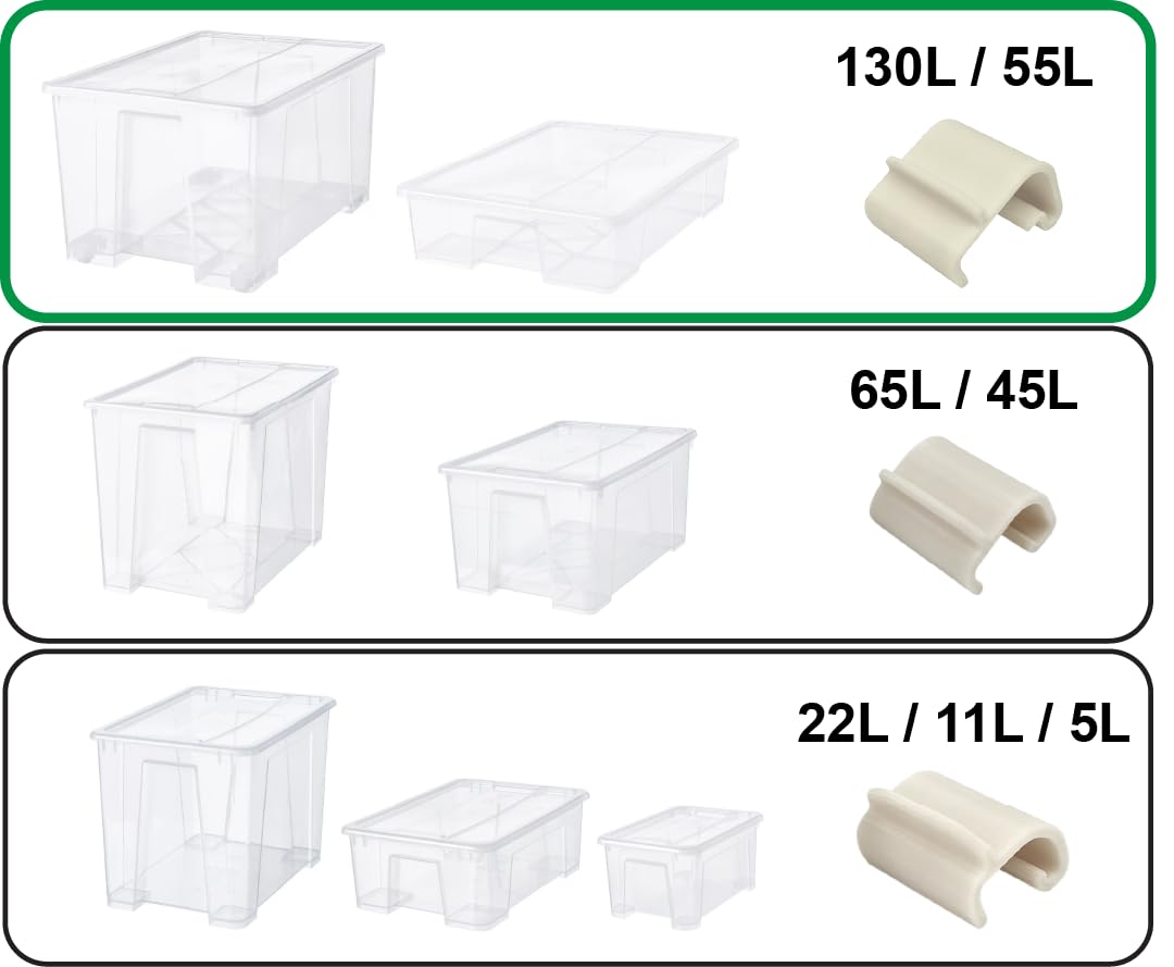 Sealing Clips for IKEA Samla Box Boxes Rounded Compatible with Ikea Samla Clips ... (Pack of 12, 55L/130L)