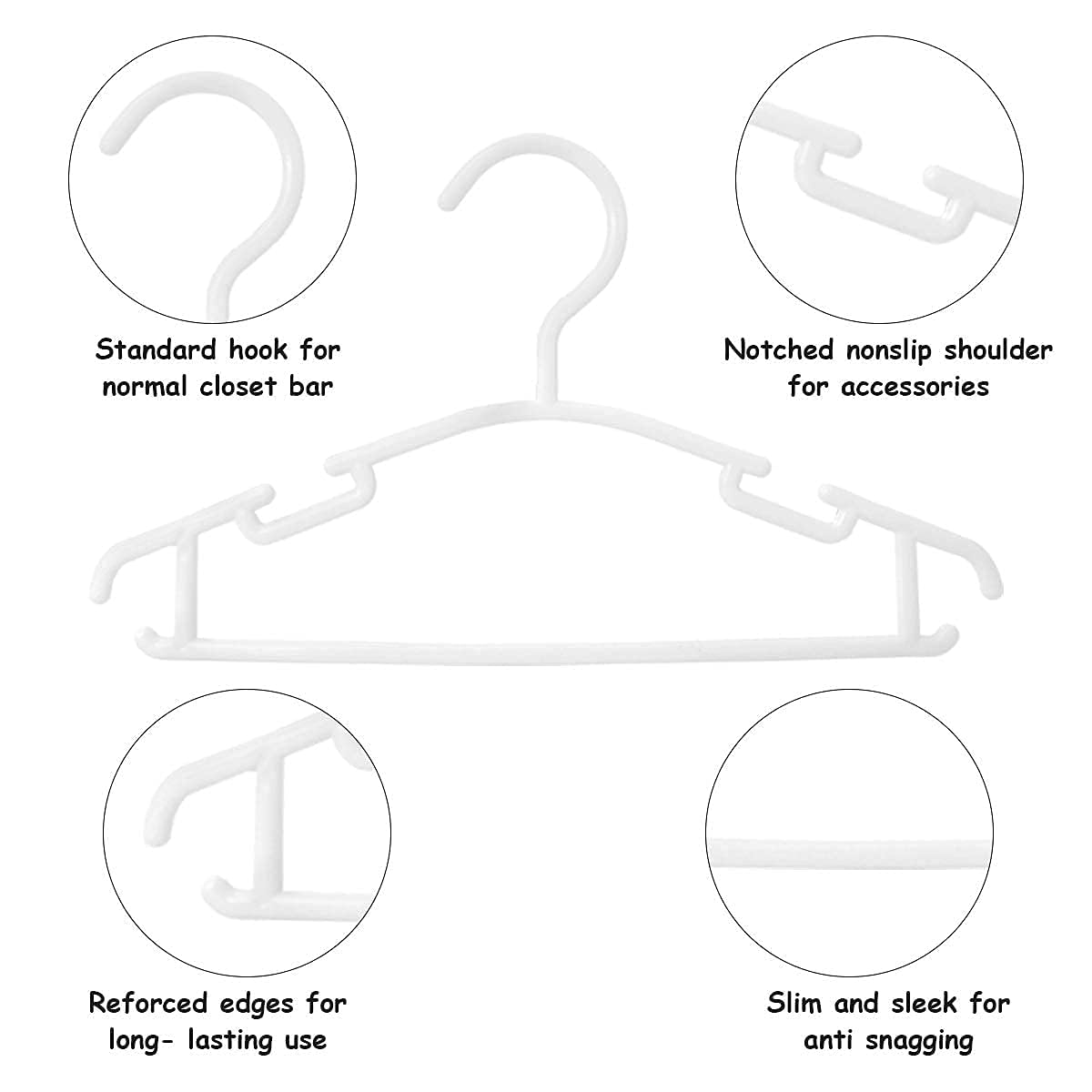 Baby Coat Hangers for Clothes 40 Pack Toddler White Hanger, Kids and Childrens Hangers for Closet