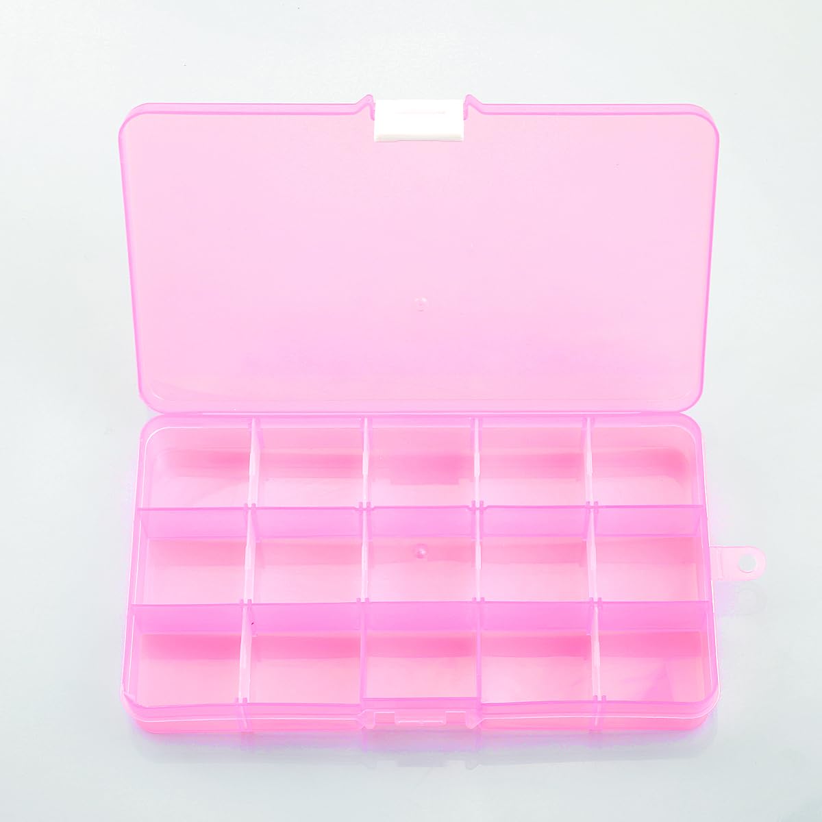 Jagowa 15 Grids Plastic Jewellery Organiser Bead Earring Storage Box Clear Plastic Storage Container With Adjustable Dividers for Small Accessories