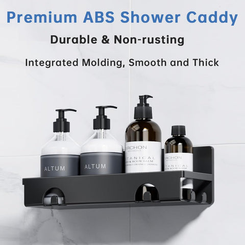 CHARYJOD Shower Caddy 4 Pack, Adhesive Bathroom Shower Shelf No Drill, Bathroom Shower Storage Rack with Hooks, Soap Razor Toothbrush Holder