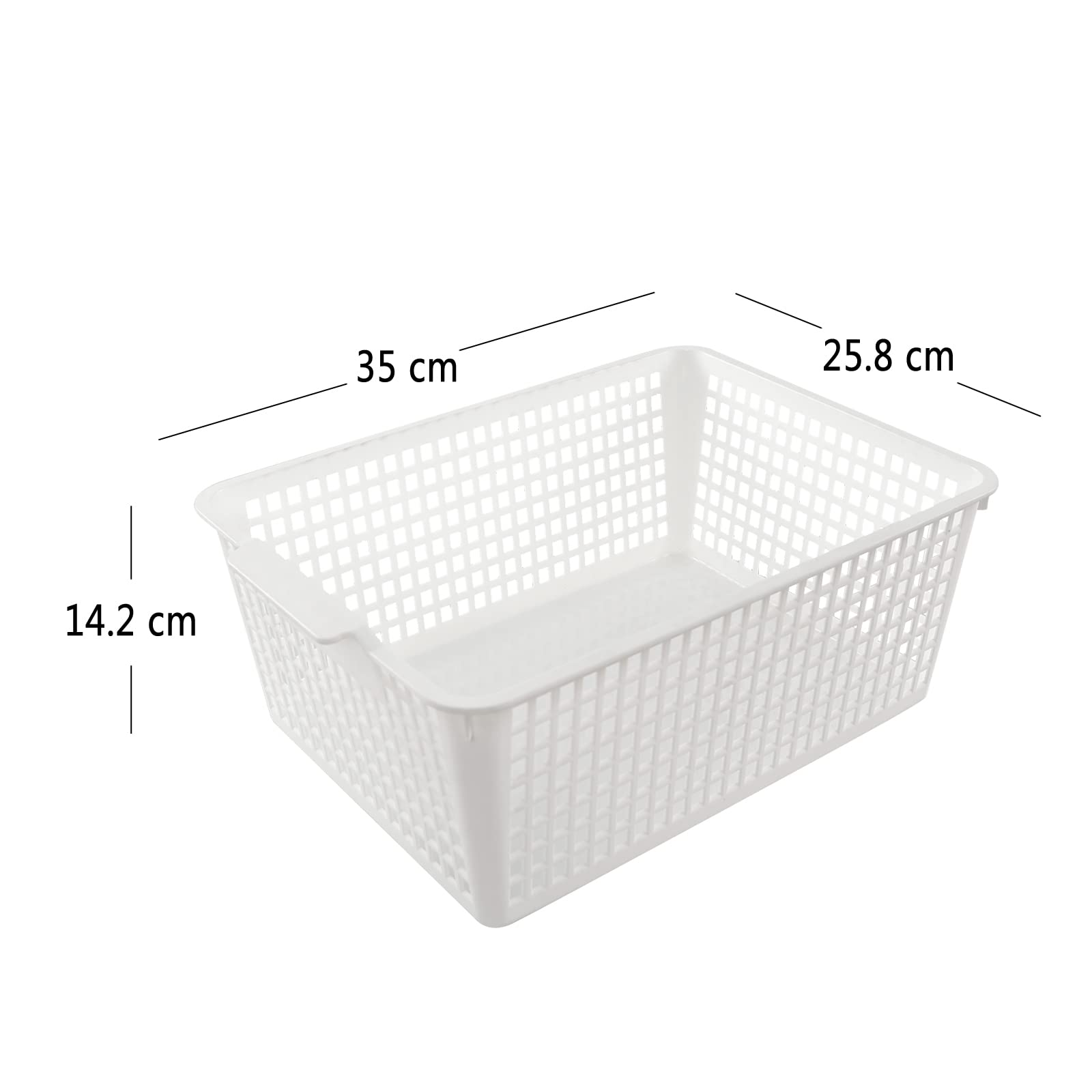 Joyeen Large Stroage Basket, Plastic Kitchen Cupboard Basket Box Set of 4 (White)