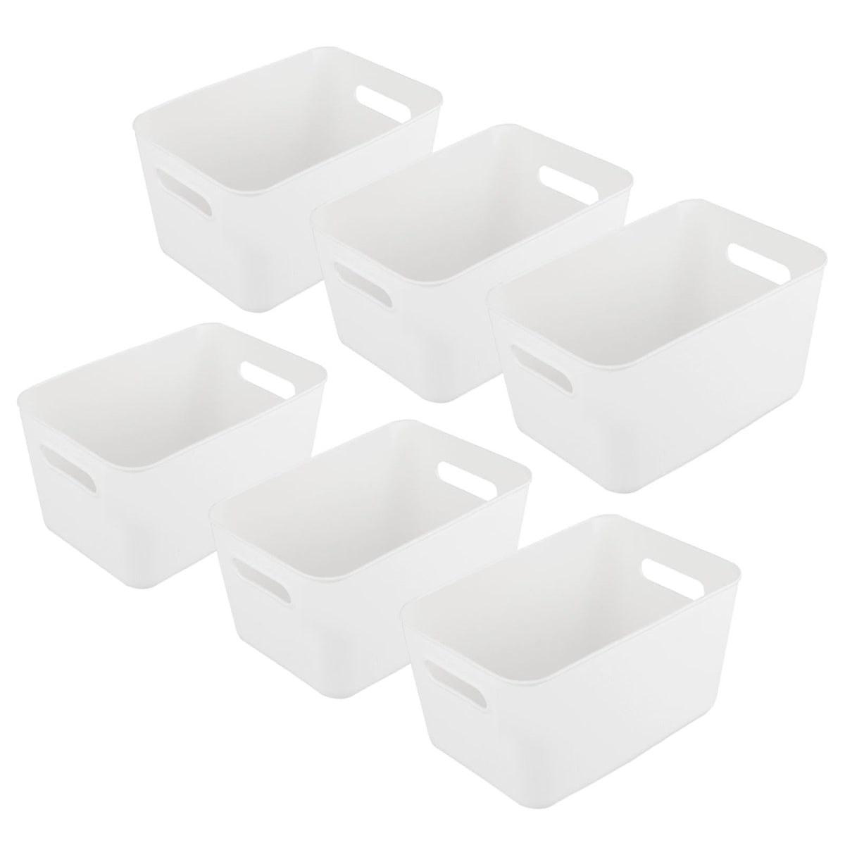ASelected 6 Plastic Storage Boxes, White Storage Baskets, 25X17X15Cm Storage Boxes For Kitchen, Cabinets, Office, Bathroom, Toys