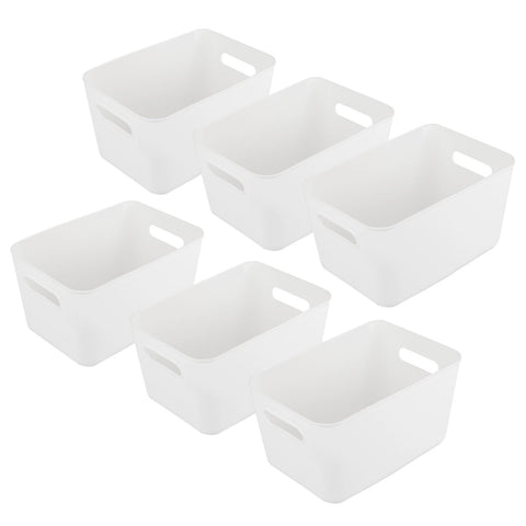 ASelected 6 Plastic Storage Boxes, White Storage Baskets, 25X17X15Cm Storage Boxes For Kitchen, Cabinets, Office, Bathroom, Toys