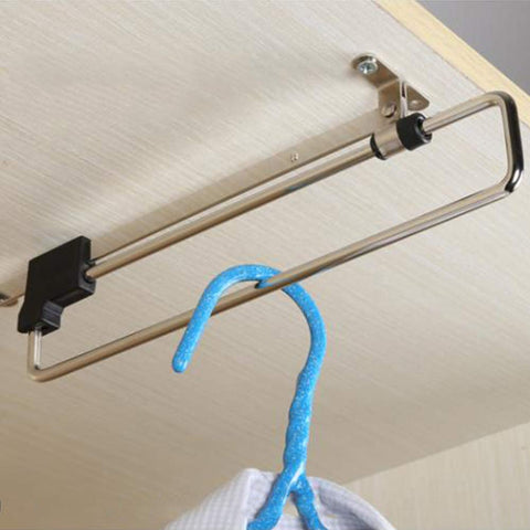 Telescopic Clothes Rod for Closet, Adjustable Pull Out Closet Rod - Retractable Valet Hanger Rail With Sliding Telescopic Extension for