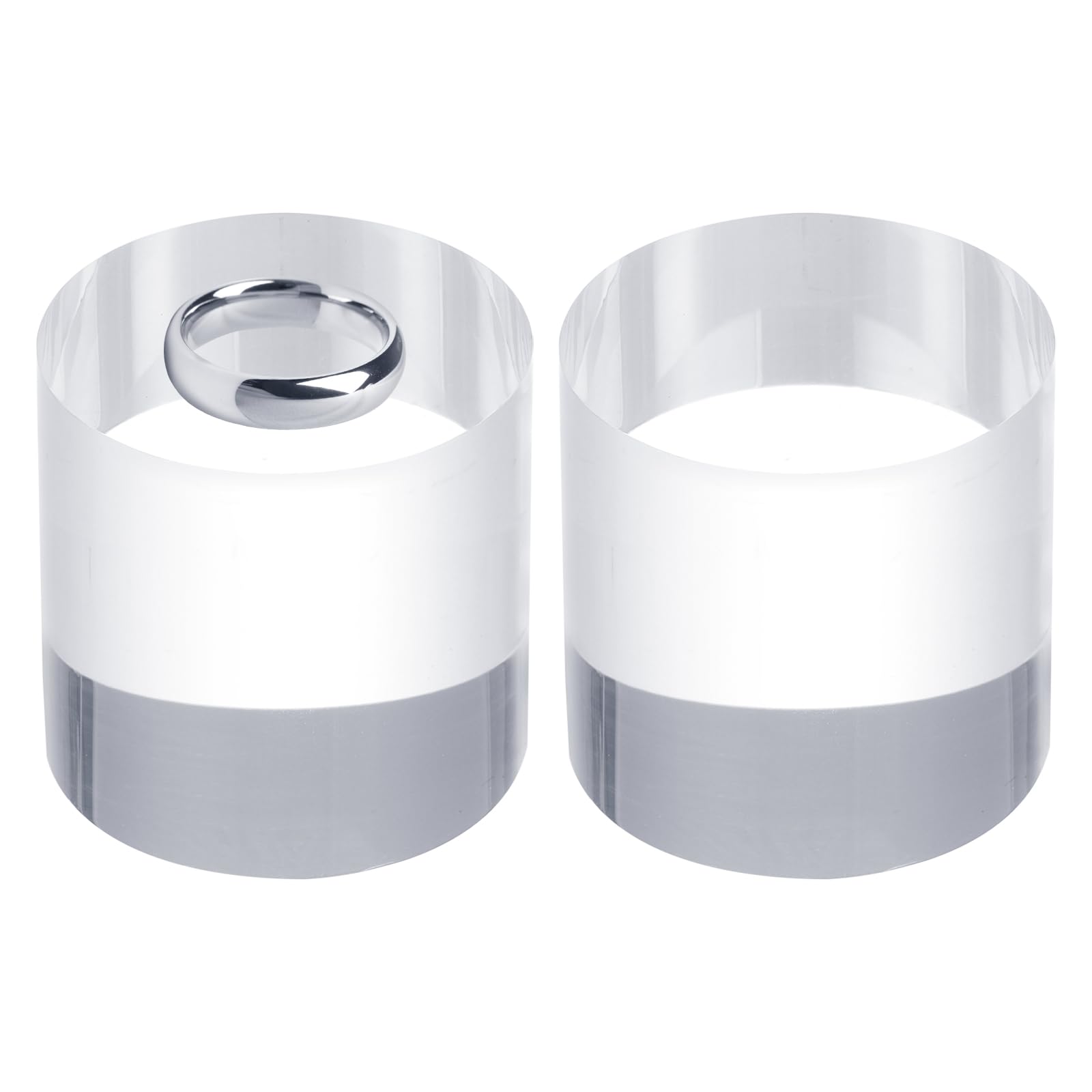 sourcing map 2pcs Acrylic Cylinder Display Blocks, 40 x 40 mm/1.6" x 1.6" Clear Jewelry Display Base Polished Cube Riser Stand Display Holder Base