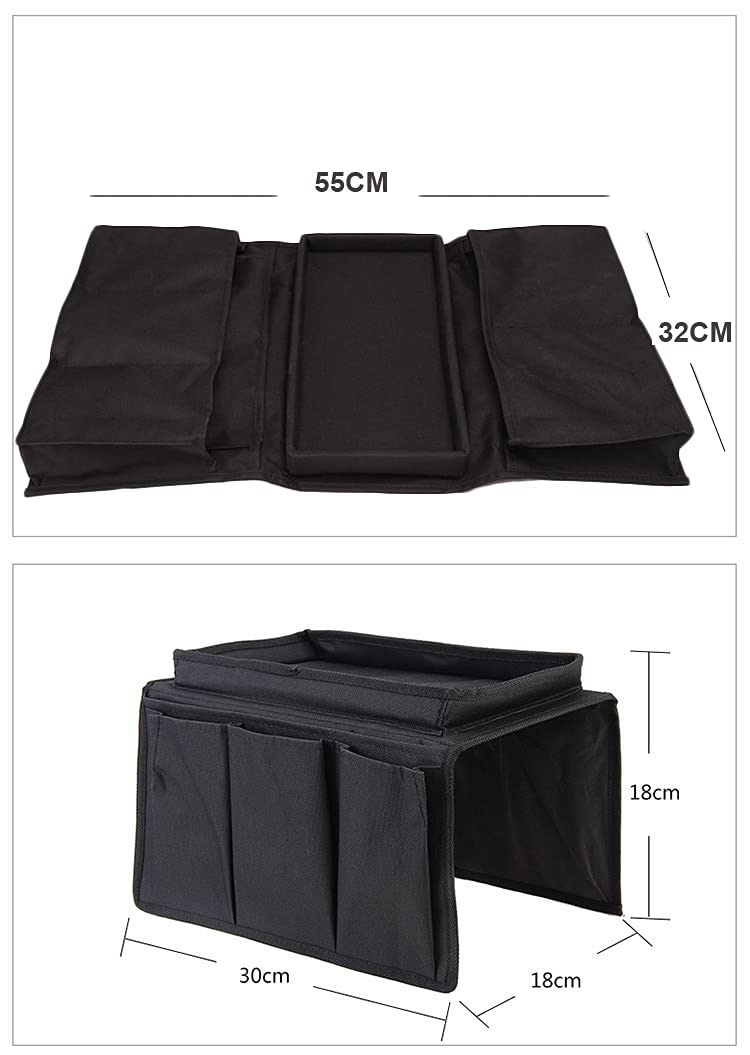Cysocool Sofa Candy Organizer with Tray Armrest Cup Holder Couch Armchair TV Remote Caddy Storage Bag for Phone Tablet Book Magazines DVD Eyeglasses