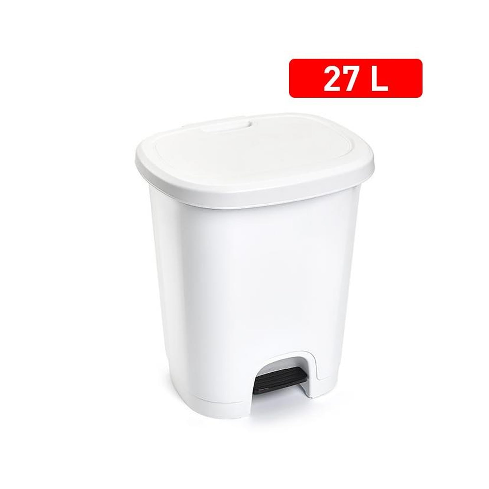 plastific 27L Slim Pedal Bin, Soft Close Step Trash Can for Kitchen & Home