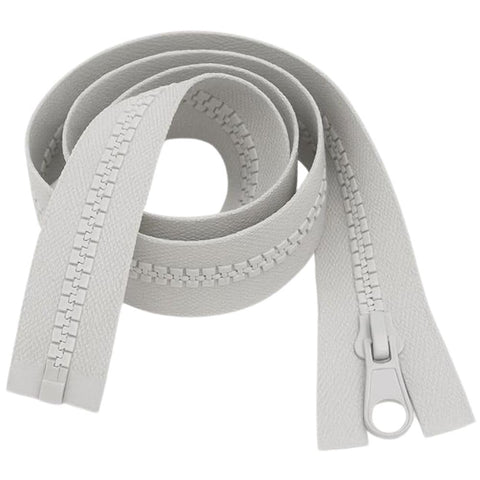 38" (96.5cm) Light Grey Chunky Zip - Heavy-Duty Open-Ended Separating