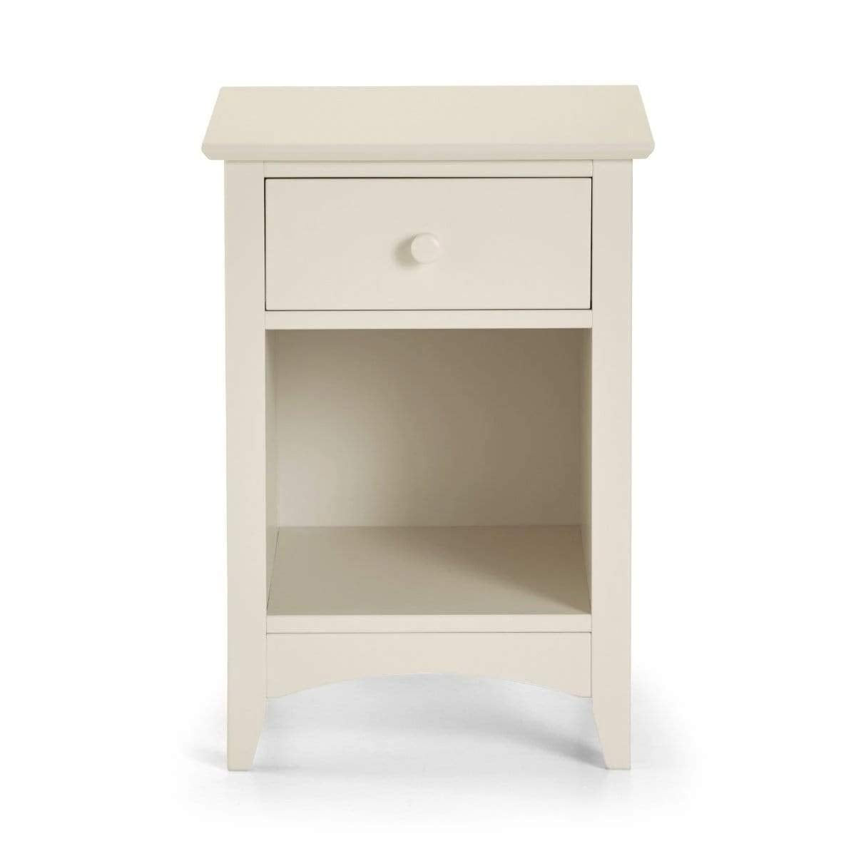 Julian Bowen Cameo Bedside Table, 1 Drawer, White - H63 x W43 x D43cm