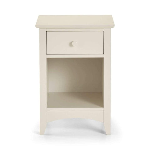 Julian Bowen Cameo Bedside Table, 1 Drawer, White - H63 x W43 x D43cm