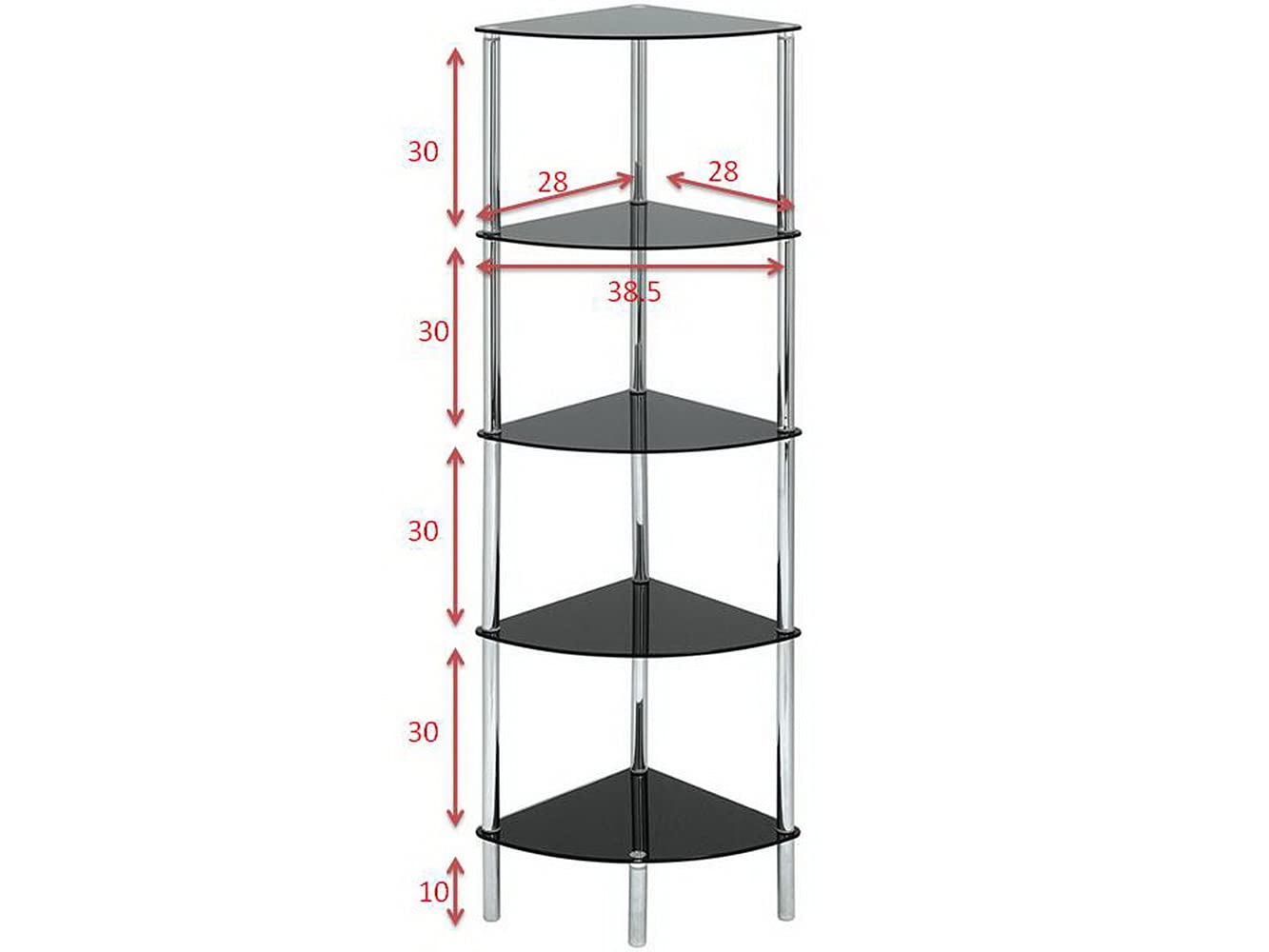 ASPECT Polo 5 Tier Corner Display Glass Unit-Black, Chrome, S