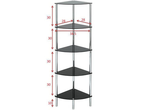 ASPECT Polo 5 Tier Corner Display Glass Unit-Black, Chrome, S