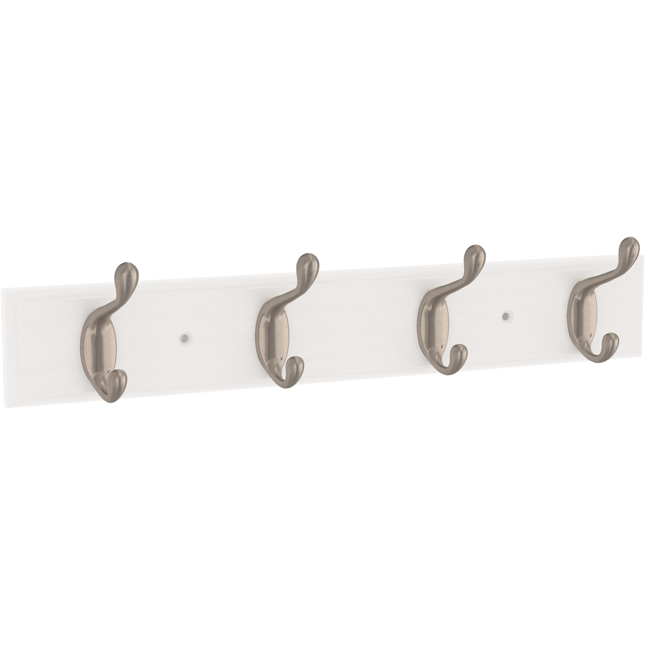 Franklin Brass Casual Curve Wall Mounted Pure White 16 in. Coat Rack, 4 Nickel Hooks, B46717K-PMN-C