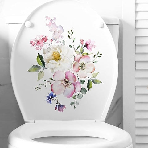 Toilet Lid Stickers, Bathroom Toilet Decals, Flower Butterfly Decals Self-Adhesive Sticker for Bathroom, Wall Decor Sticker Toilet, Bathroom Décor