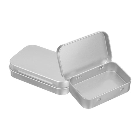 sourcing map 2pcs Metal Tin Box, 3.7x2.4x0.8 Mini Portable Rectangular Empty Tinplate Small Storage Container Airtight Tins with Lids for Candy