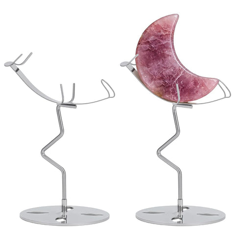 NBEADS 2 Sets Crystal Display Holder, 7.9x13.5cm Moon Shaped Small Rock Display Stand Sphere Display Holder for Gemstones Geodes Mineral Agate Home