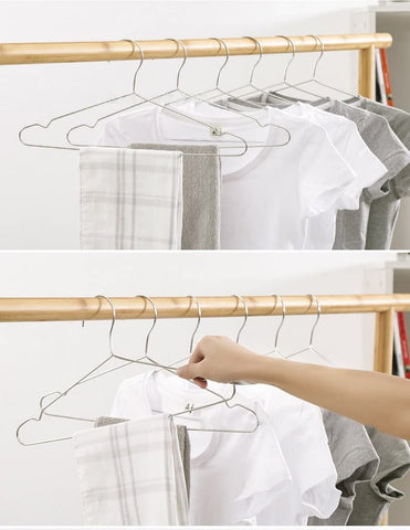 ETAOLINE 30 Pack Stainless Steel Heavy Duty Wire Clothes Hangers Silver
