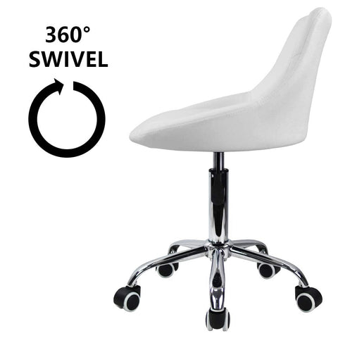 KKTONER Office Computer Desk Chair Mid Back PU Leather Height Adjustable Swivel Modern Task Chair Home Vanity Chair Drafting Work SPA Salon Stools