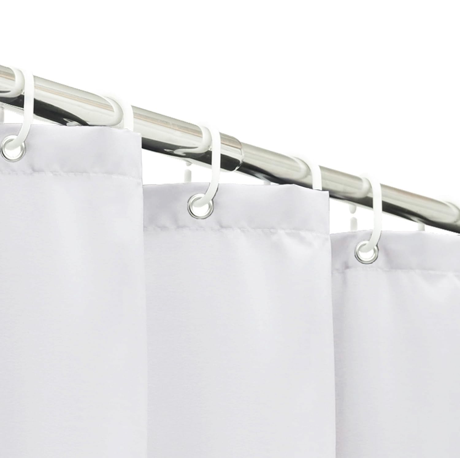 HOMTRYLIC White Shower Curtain W240 x L200cm Plain Fabric Shower Curtain for Bathroom Water Repellent Long Bath Shower Curtain Set with 14 Hooks