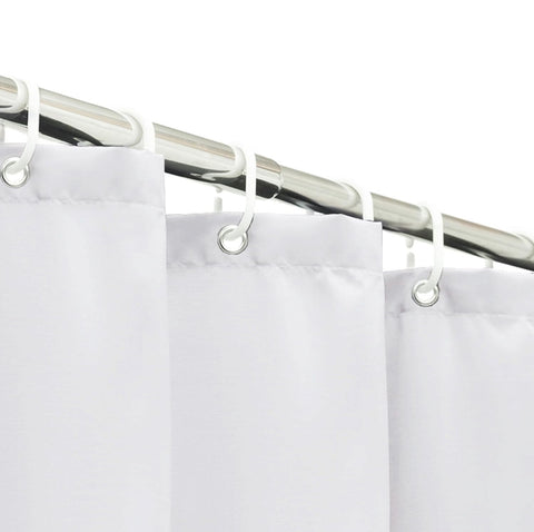 HOMTRYLIC White Shower Curtain W240 x L200cm Plain Fabric Shower Curtain for Bathroom Water Repellent Long Bath Shower Curtain Set with 14 Hooks