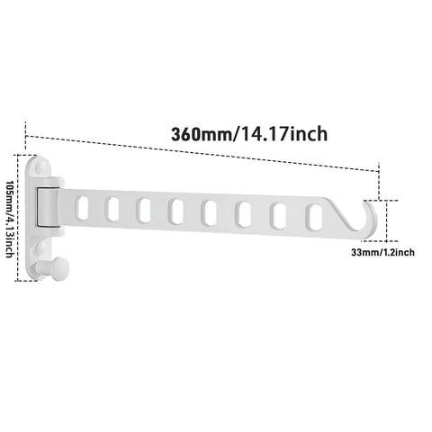 Lxoraziy Wall Mounted Clothes Hanger, Foldable Wall Clothes Airer, 180° Swivel Hanger, Wall Hook with Screw, for Laundry, Bathroom, Utility Room