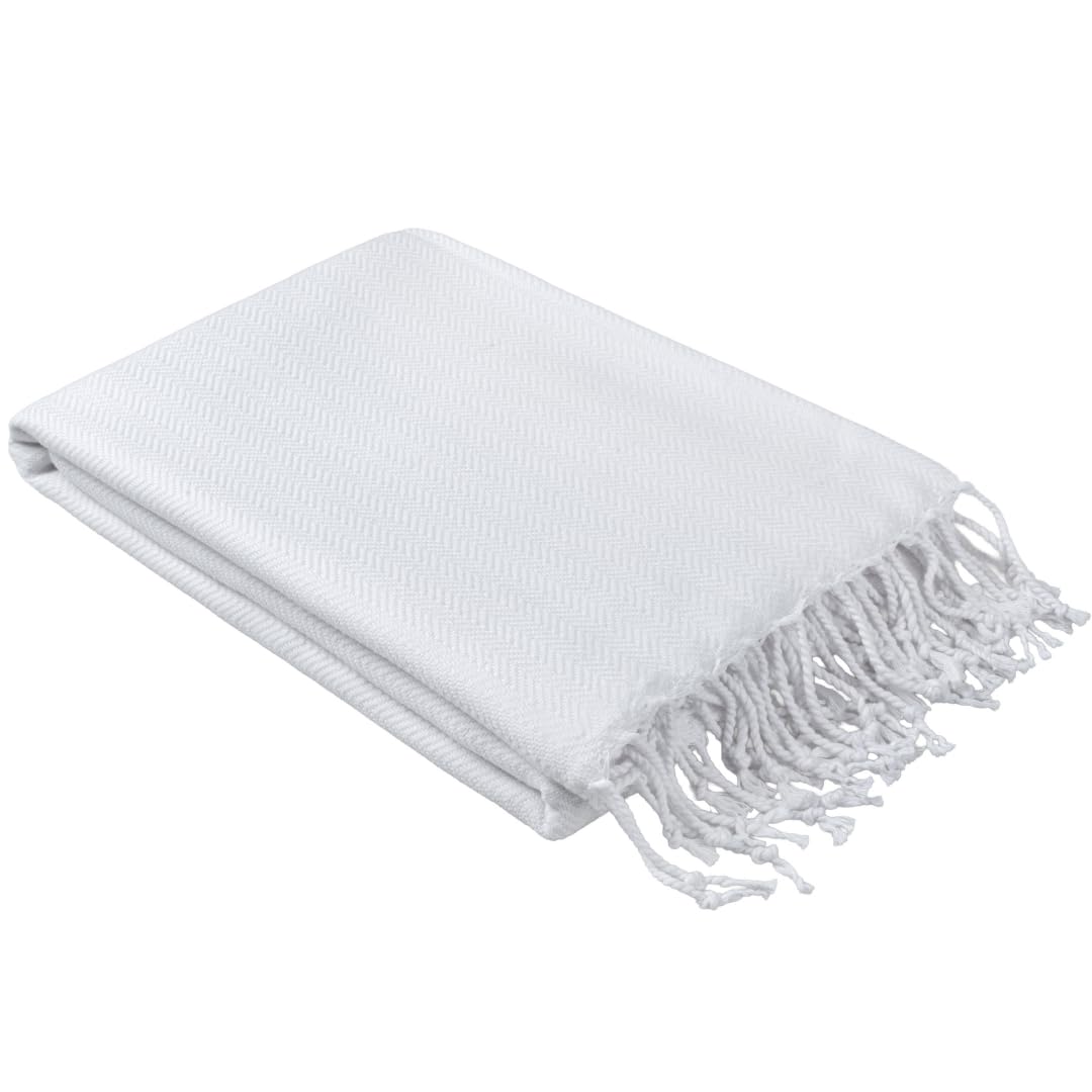 Rosula Studio Turkish Hammam Towel 100% Cotton, White Peshtemal Bath Towel, Large 90 x 200 cm Spa Sauna Towel for Bathroom