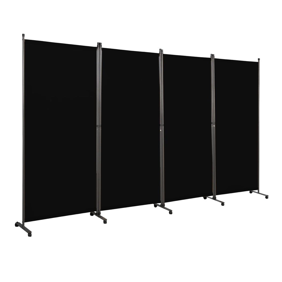 Angel Living 4 Panels Folding Room Divider, Privacy Screen Composed of Polyester Fabric and Sturdy Iron Frame