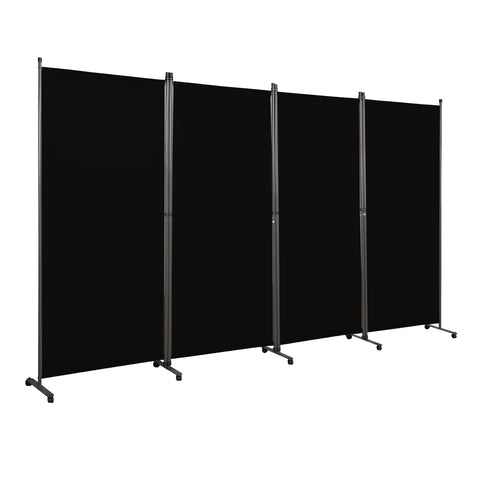Angel Living 4 Panels Folding Room Divider, Privacy Screen Composed of Polyester Fabric and Sturdy Iron Frame