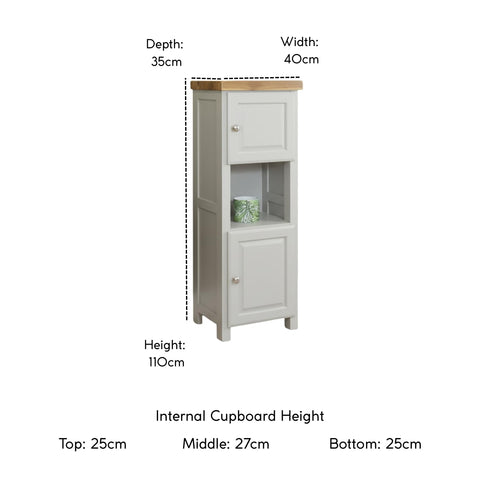 GROFurniture Tall Painted Slim Cabinet Grey, Hallway Storage or Livingroom Unit, Corner Display Unit with Shelf