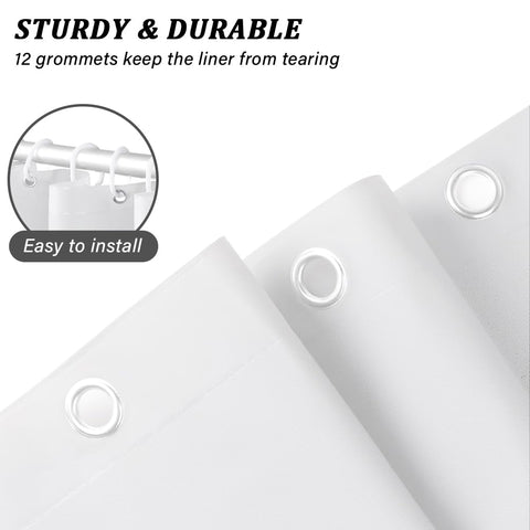 hjwanyin Shower Curtain, Long Shower Curtain Made of Mould PEVA, Stylish and Water Repellent Shower Liner for Bathroom (White, 180 * 200cm)
