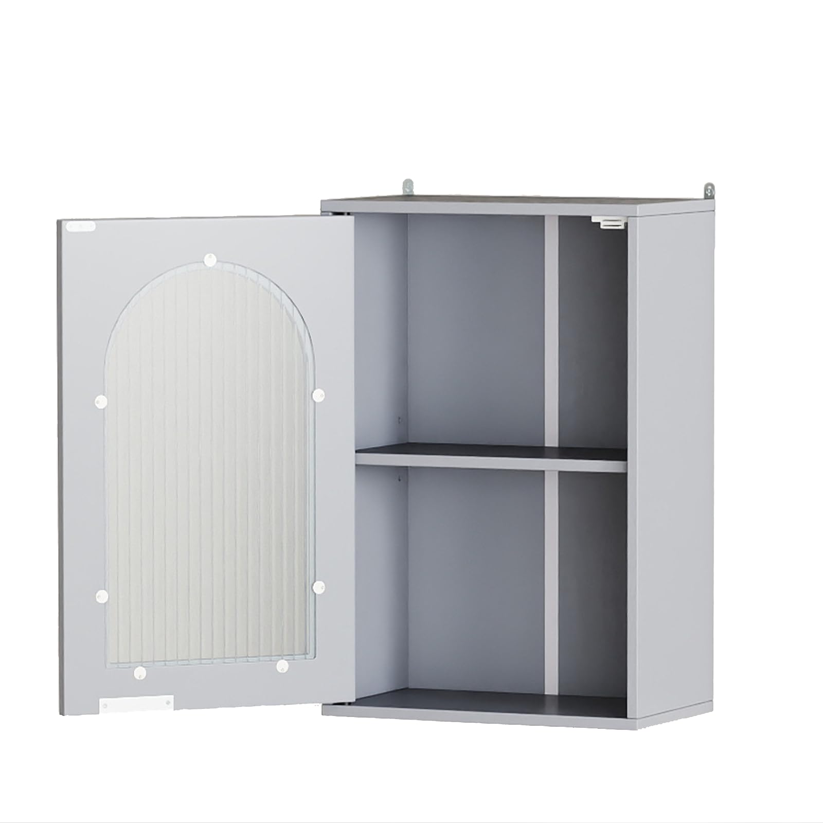 RELAX4LIFE Bathroom Wall Cabinet, Wall-Mounted Storage Cupboard with Tempered Glass Door and Adjustable Shelf