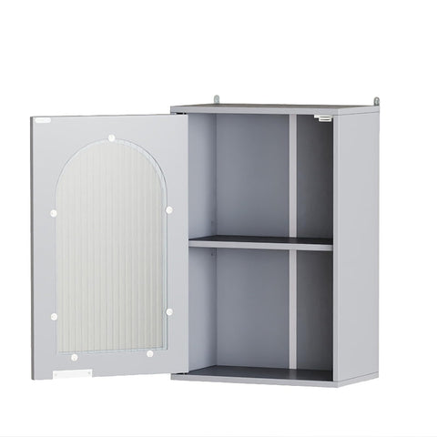 RELAX4LIFE Bathroom Wall Cabinet, Wall-Mounted Storage Cupboard with Tempered Glass Door and Adjustable Shelf